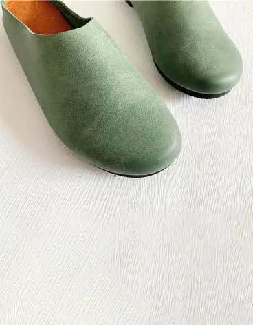 Handmade Retro Soft Leather Flat Slippers Ada Fashion