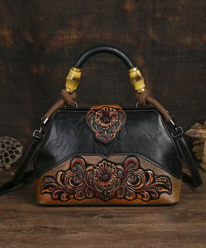 Rote Vintage Kalbsleder Einkaufstasche Handgefertigt Geprägtes Messenger Leder