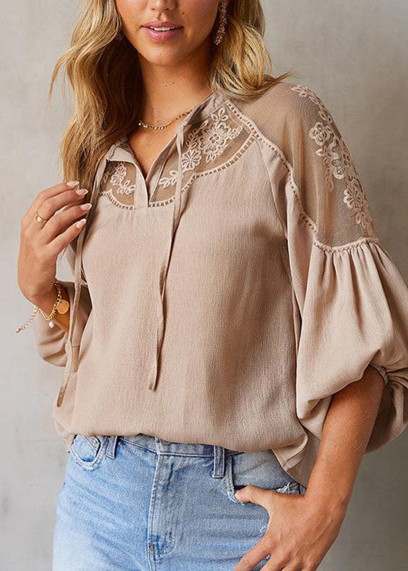 Italian Fall Patchwork Chiffon Top Green Army Tulle