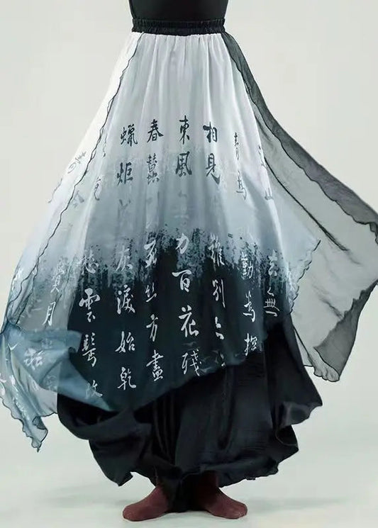 Italian Black Asymmetrical Elastic Waist Cotton Skirt Spring Ada Fashion