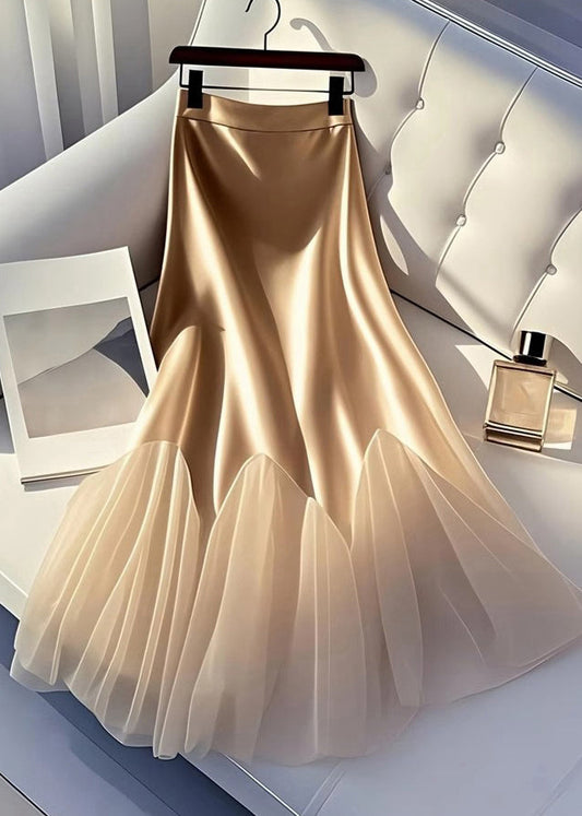 Jupe Ligne Italienne Tulle A Été Soie Patchwork Champagne