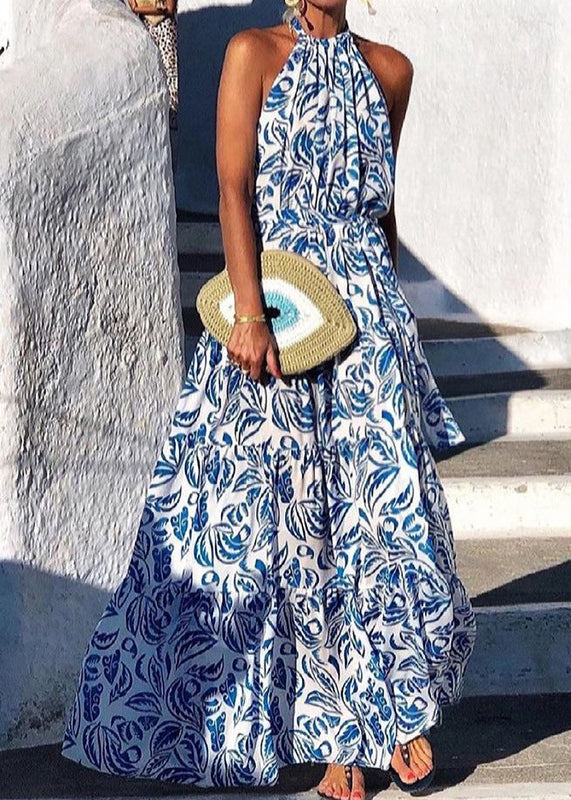 Robe dos nu en coton imprimé vert italien, été TL005