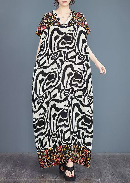 Italian Vacation Dresses Oversized Patchwork Cotton Summer Print