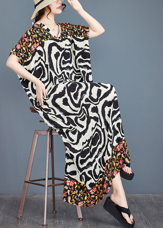 Italian Vacation Dresses Oversized Patchwork Cotton Summer Print