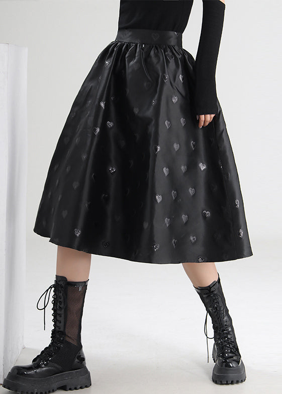 Jacquard Black Zippered High Waist Cotton Skirts Spring Ada Fashion