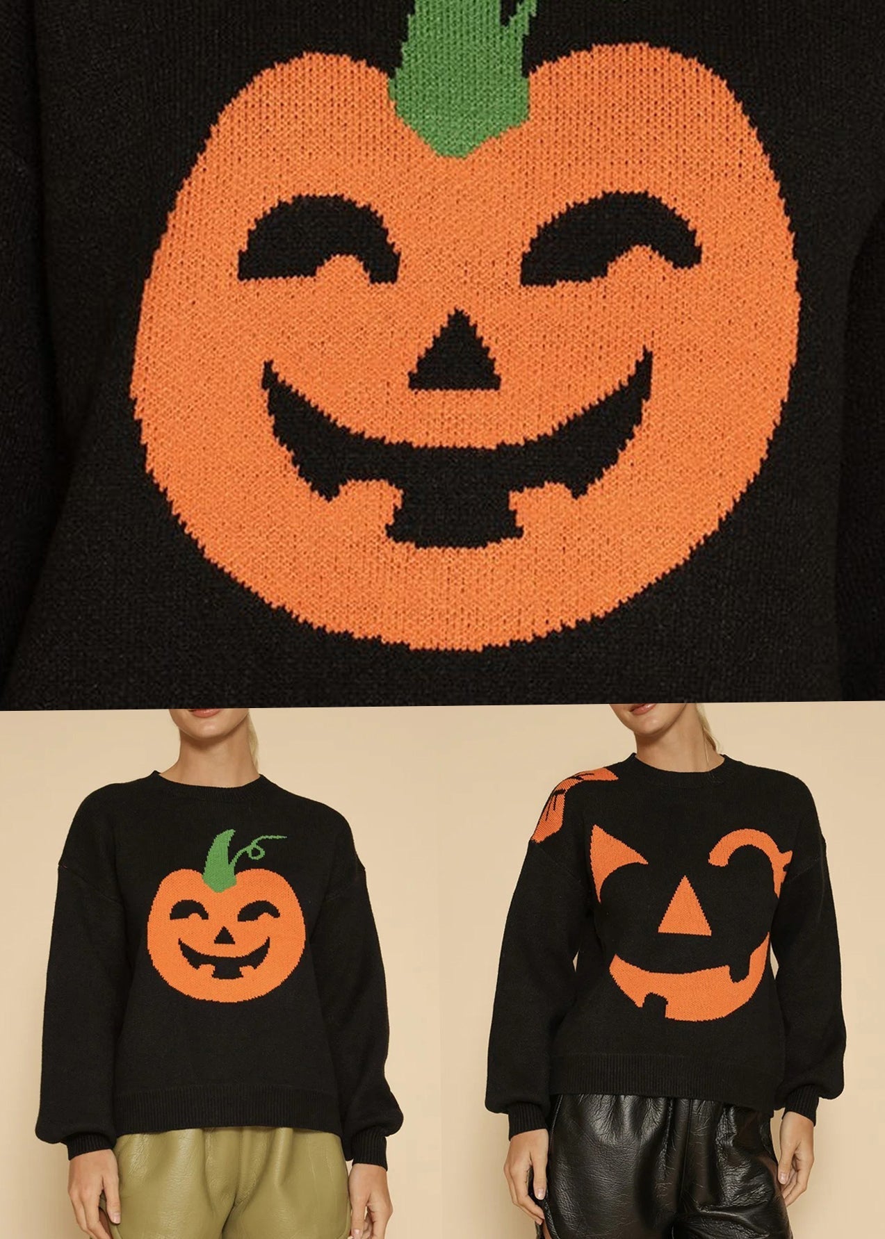 Jacquard Pumpkin Cozy Patchwork Knit Sweaters Fall AE1031