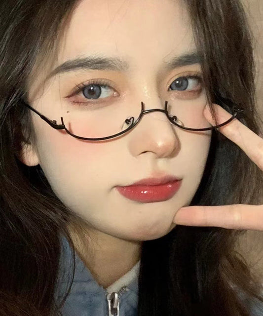 Japanese Cute Black Half Frame Glasses Without Lenses XS1091