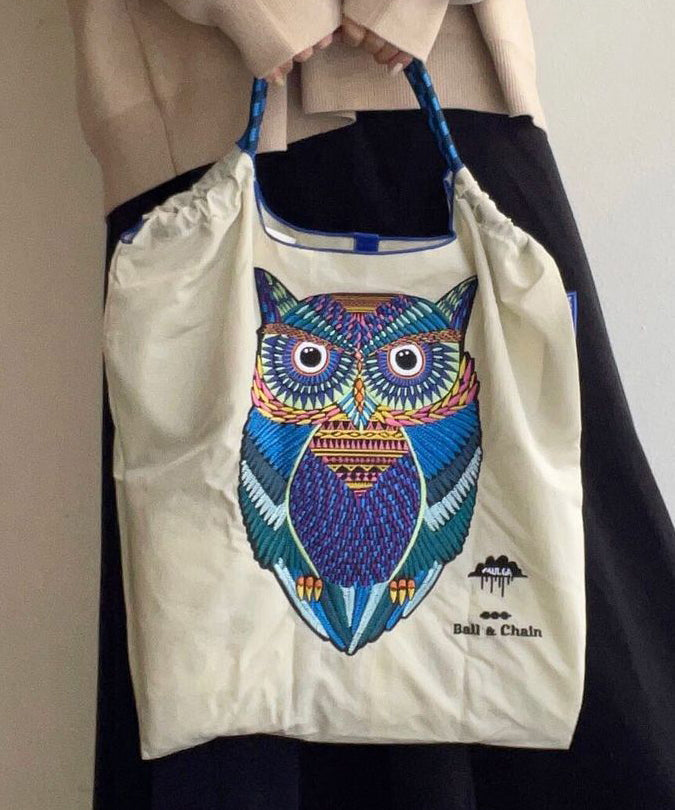 Japanese Style Embroidered Owl Large Capacity Shopping Bag 2024 SX1009
