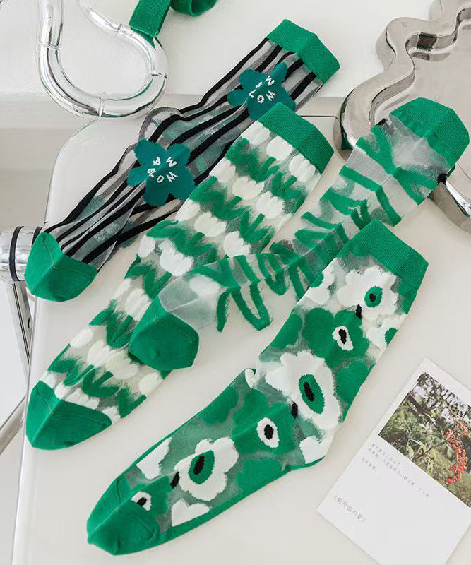 Atmungsaktive Jacquard-Socken der Green Series im japanischen Stil, mittellang, KJ050