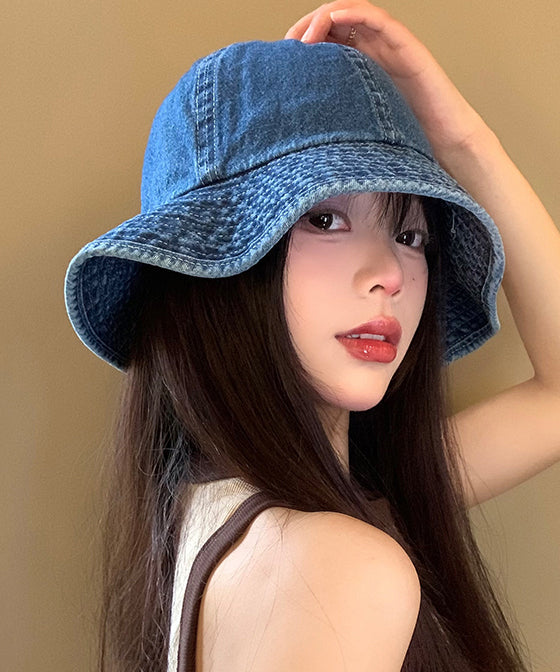 Japanese Style Versatile Deep Blue Denim Bucket Hat WI020