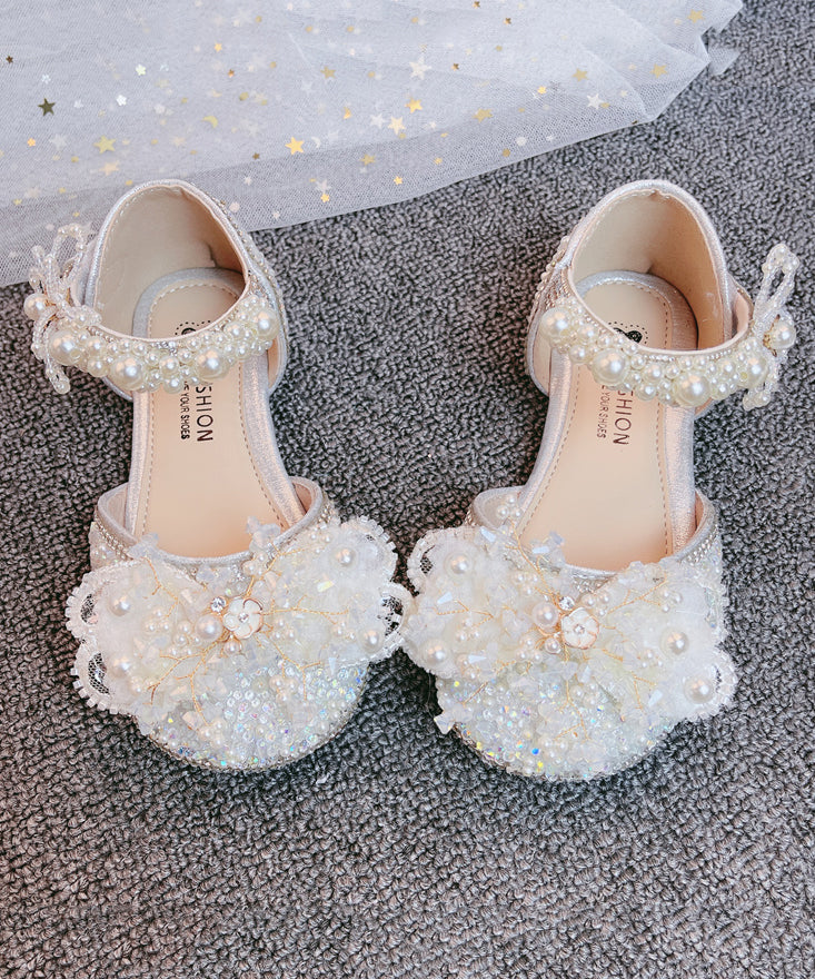 Sandales à brides princesse en argent pour filles, avec boucle en zircon et clous