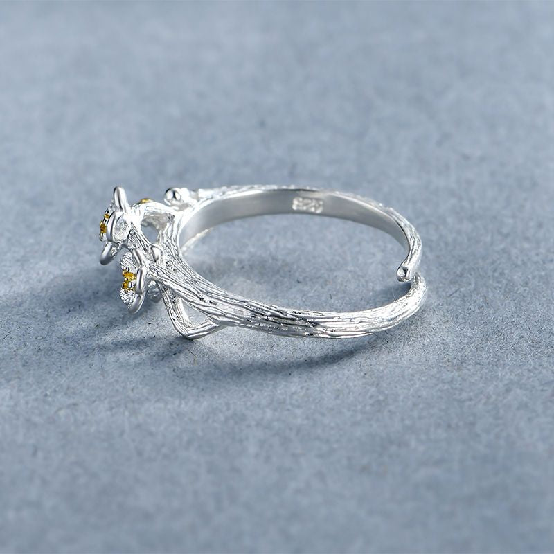 Ring 925 Sterling Silver Floral Open