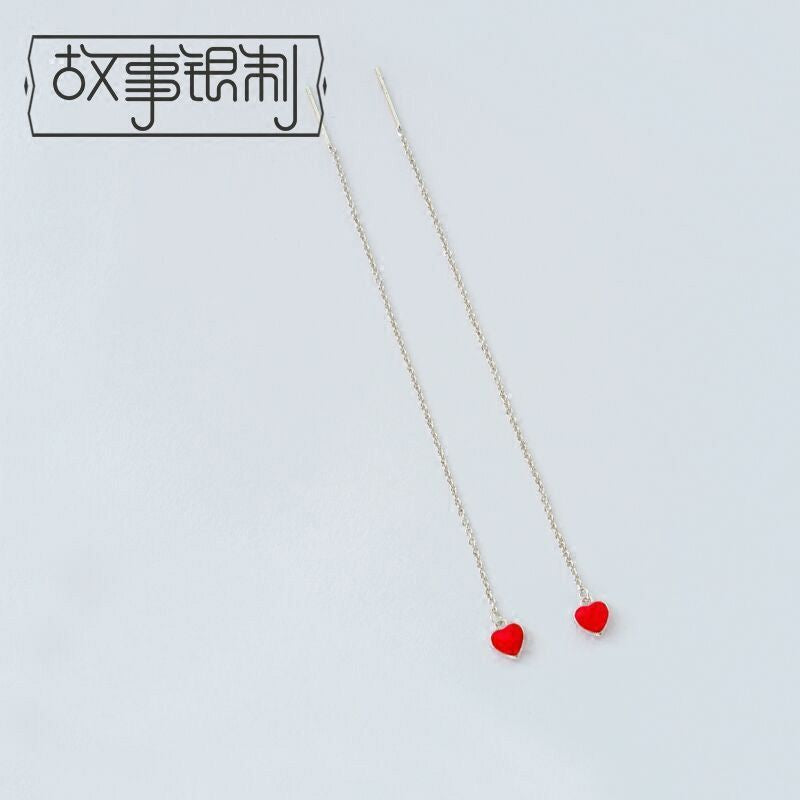 Sterling Earring 925 Heart Silver Drop