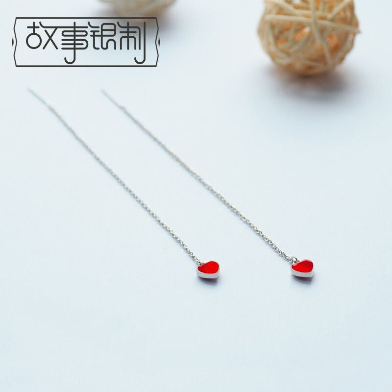 Sterling Earring 925 Heart Silver Drop