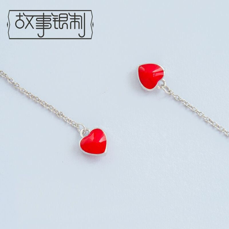 Sterling Earring 925 Heart Silver Drop