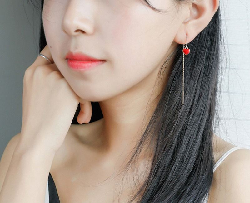 Sterling Earring 925 Heart Silver Drop