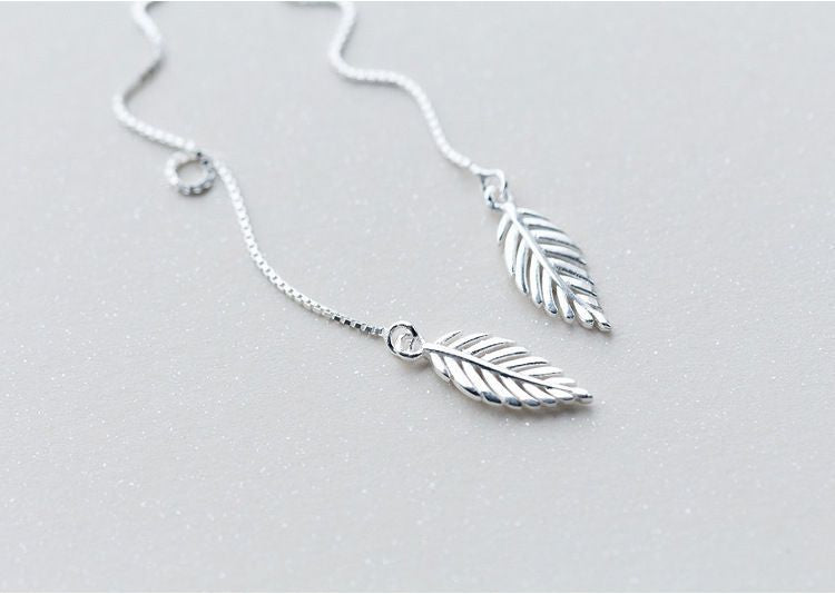 Silver Drop Leaf 925 Sterling Earring