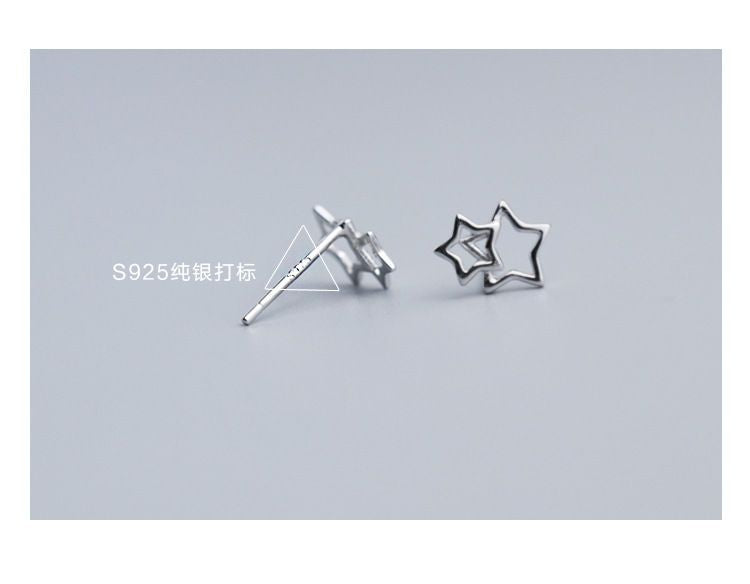 925 Sterling Earring Double Star Silver