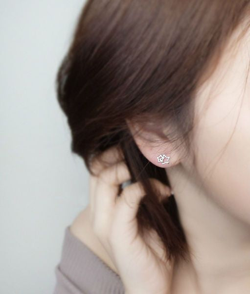 925 Sterling Earring Double Star Silver
