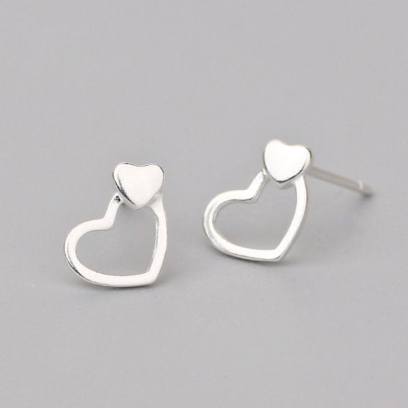 Silver Sterling Heart Earring 925