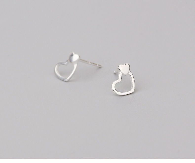 Silver Sterling Heart Earring 925