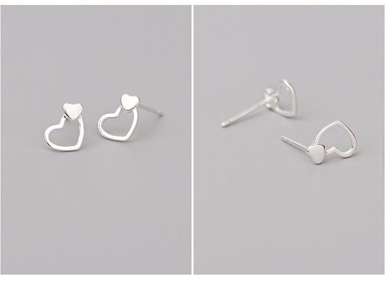 Silver Sterling Heart Earring 925
