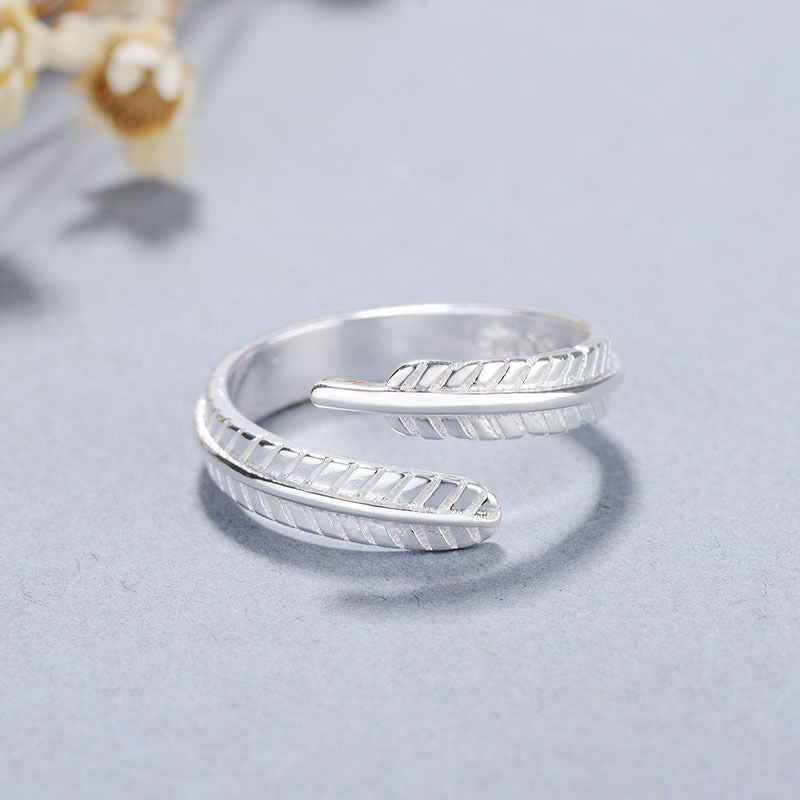 925 Feather Sterling Open Ring Silver