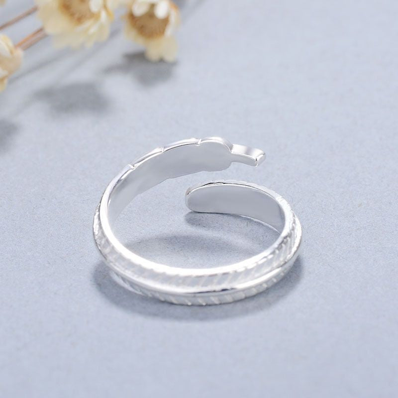 925 Feather Sterling Open Ring Silver
