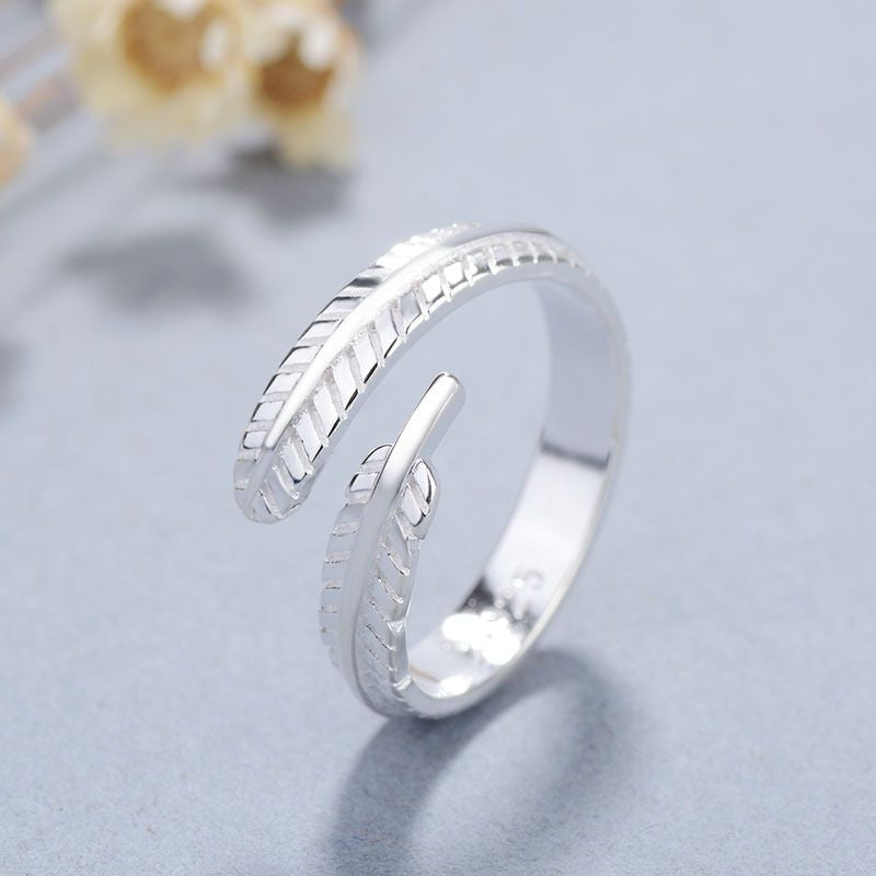 925 Feather Sterling Open Ring Silver