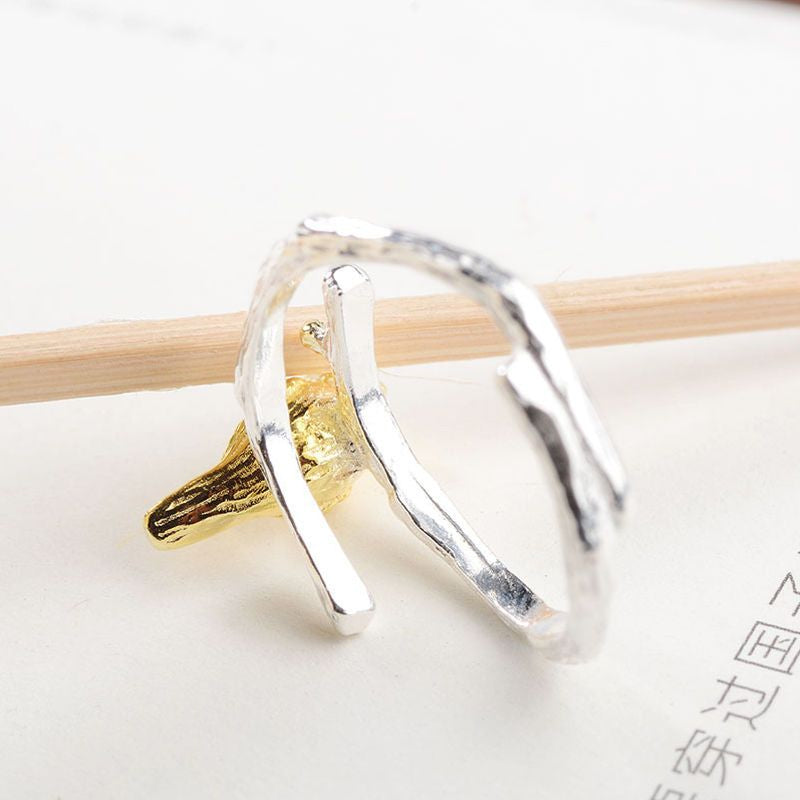 Sterling Bird Ring Gold Plated Open Silver 925
