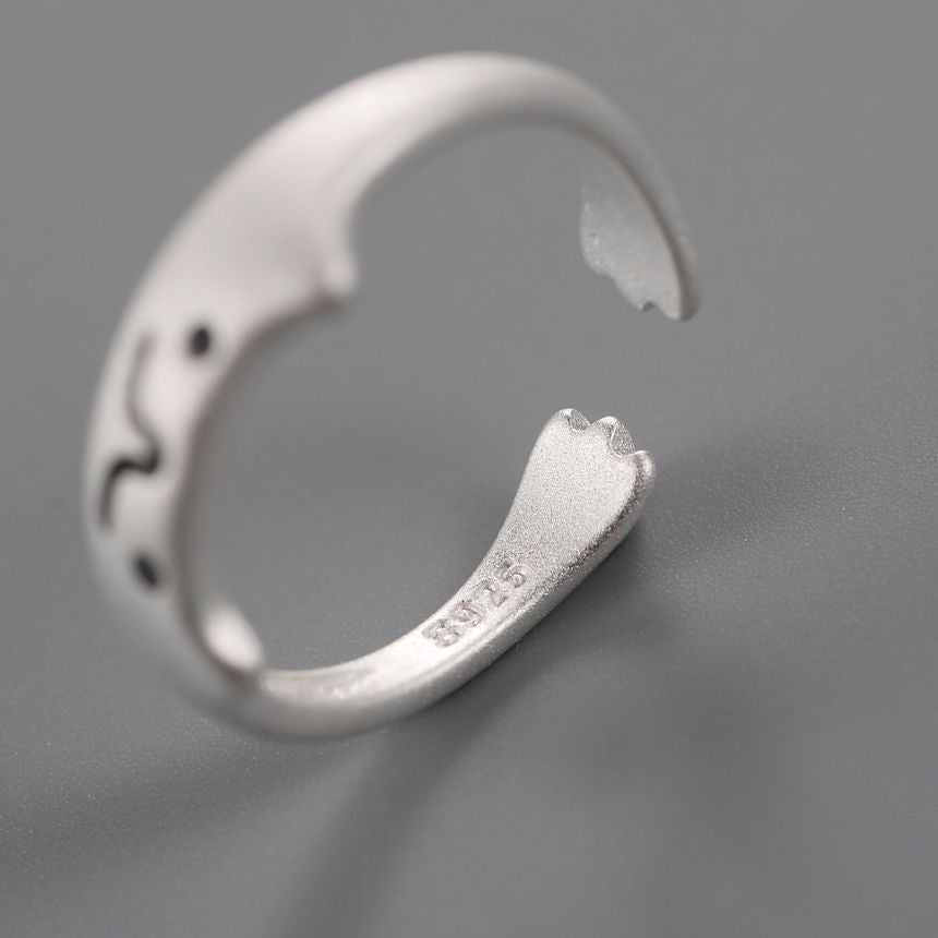 Sterling Silver 925 Cat Ring Open