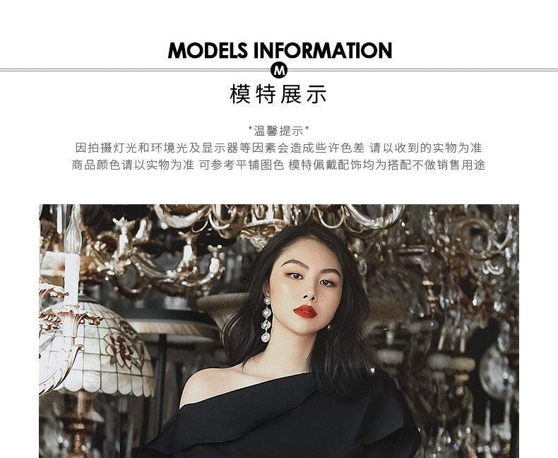 Set: One-Shoulder Short-Sleeve Blouse + Asymmetrical Hem Mini Skirt