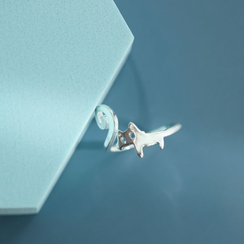 Cat Silver Ring Sterling Open