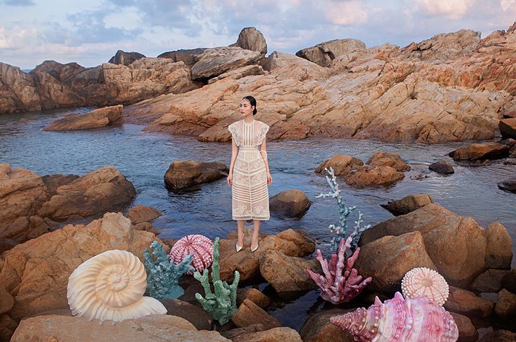 Sleeveless Lace Midi A-Line Party Dress