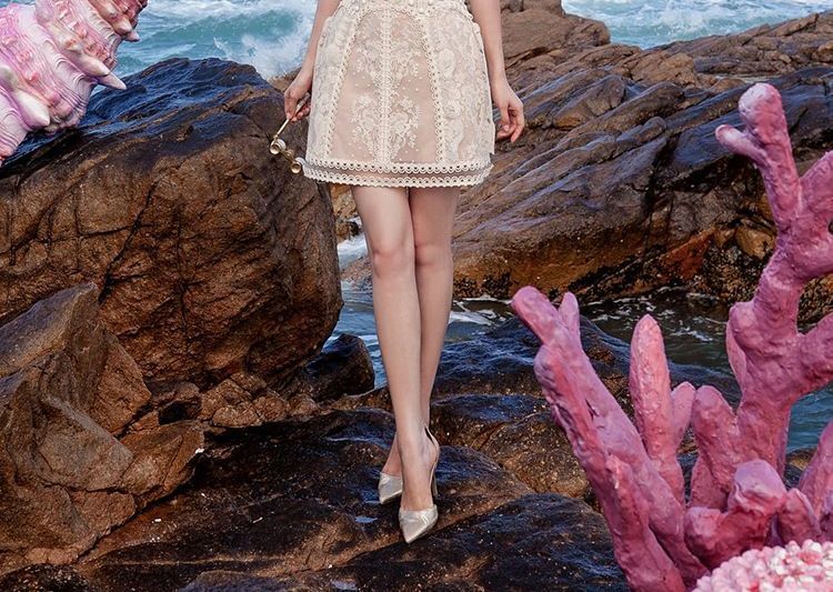 Sleeveless Lace A-Line Party Dress