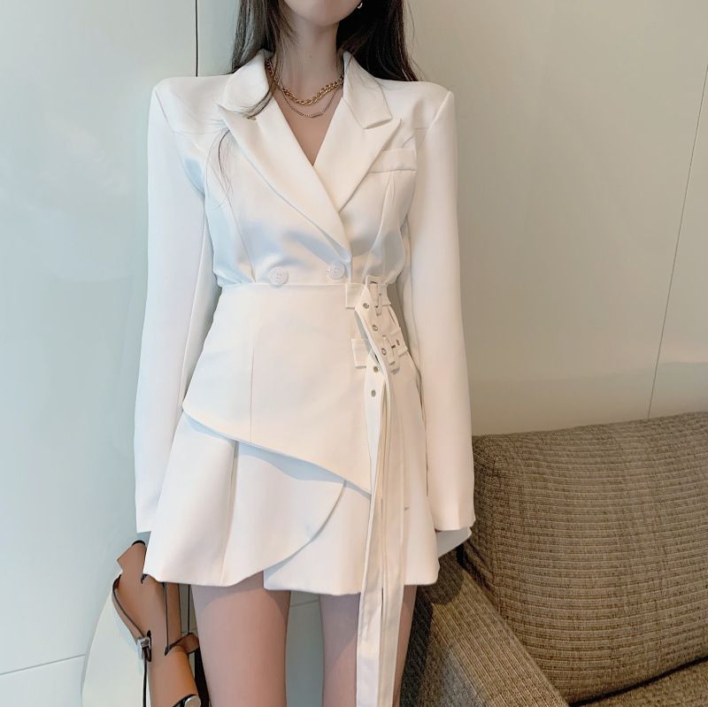 Long-Sleeve Wrap  Blazer Dress