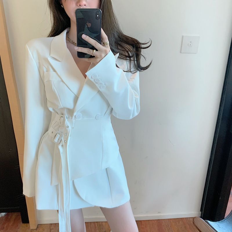 Long-Sleeve Wrap  Blazer Dress