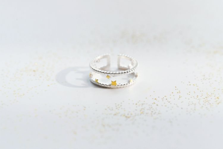 Sterling Star Layered Ring Silver Open