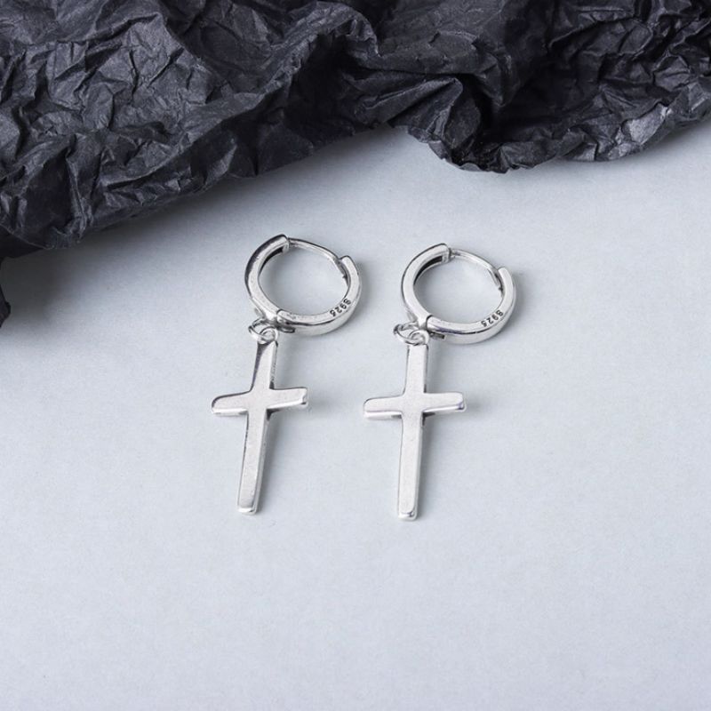 Earring Silver Sterling Dangle Cross