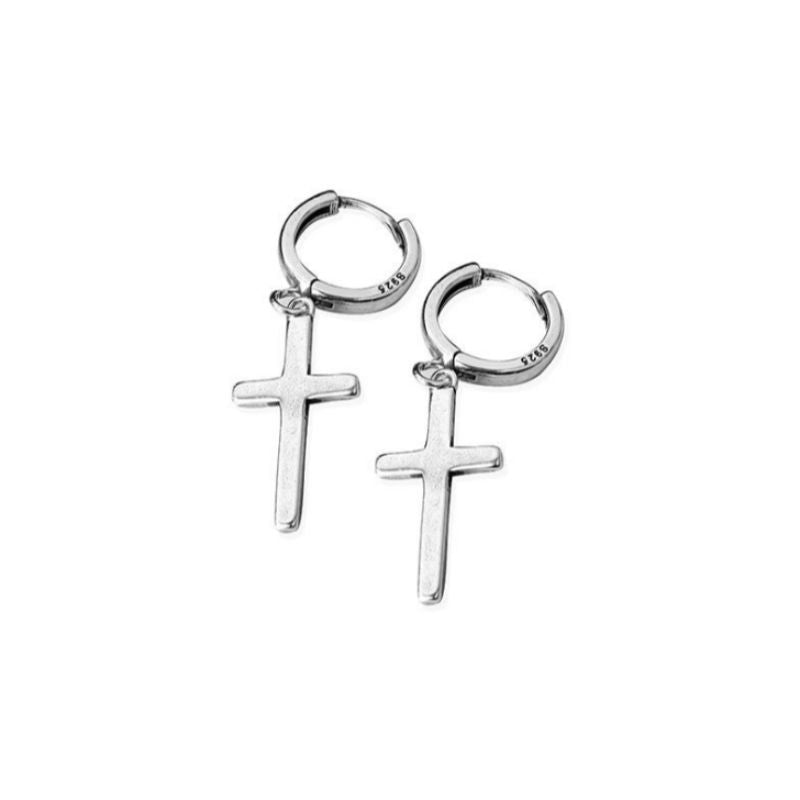 Earring Silver Sterling Dangle Cross
