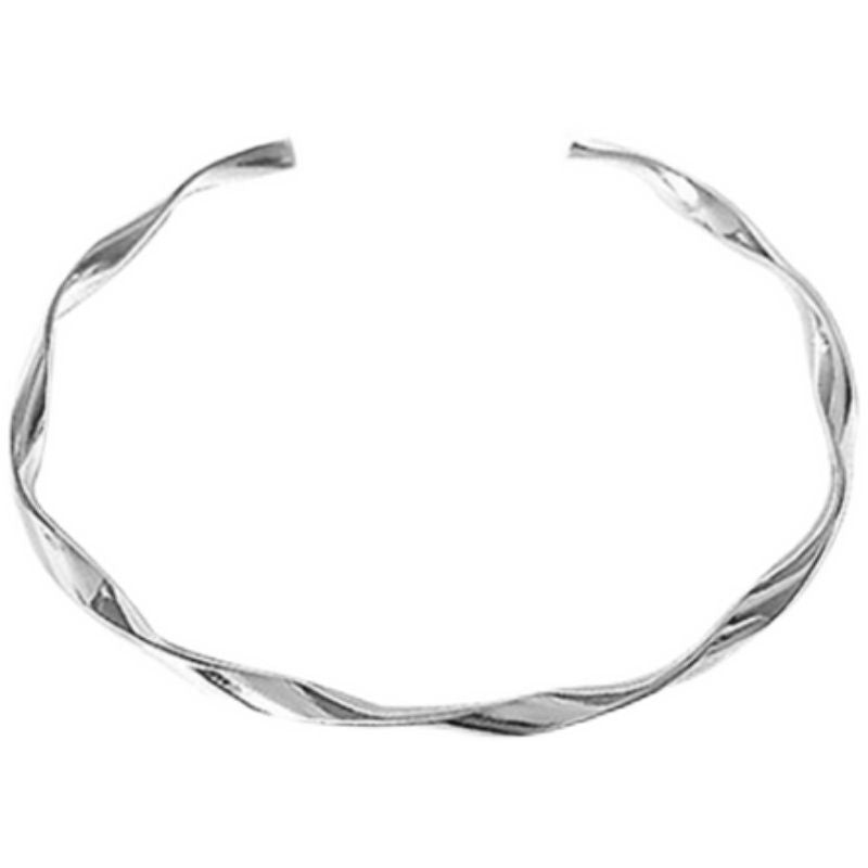 Bangle Silver Twisted Sterling Open