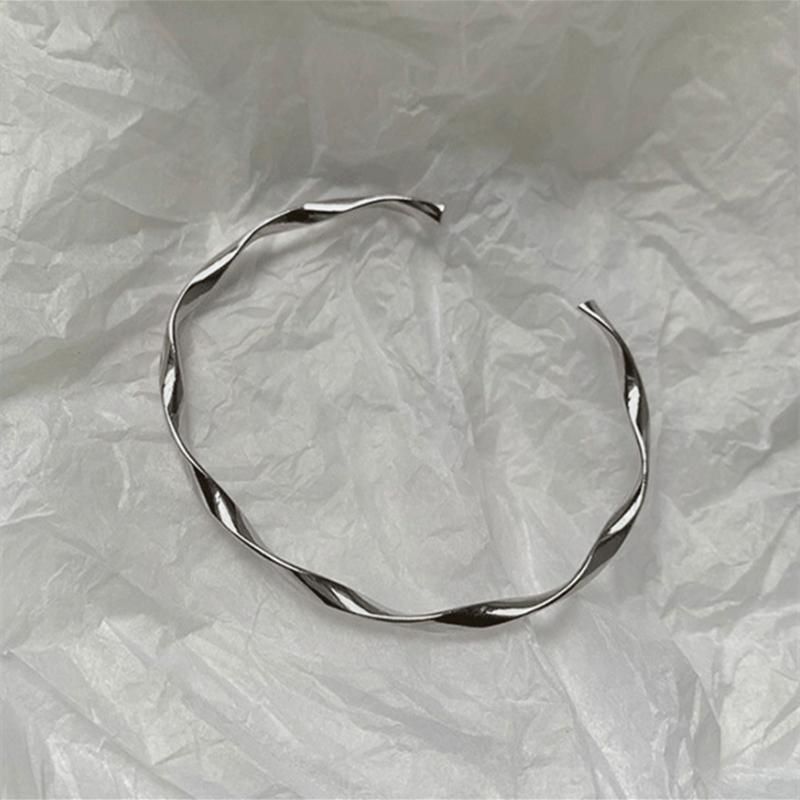 Bangle Silver Twisted Sterling Open
