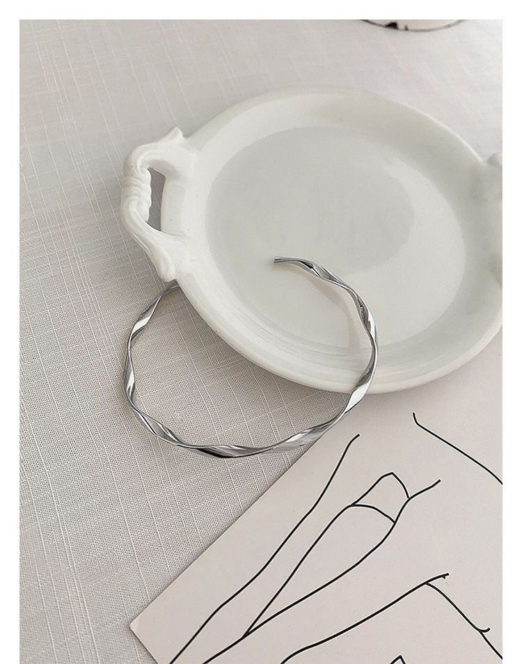 Bangle Silver Twisted Sterling Open