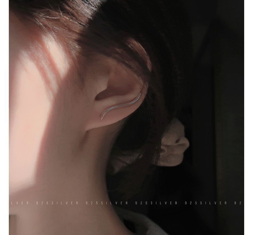 Sterling Wave Pull Earring Silver Through