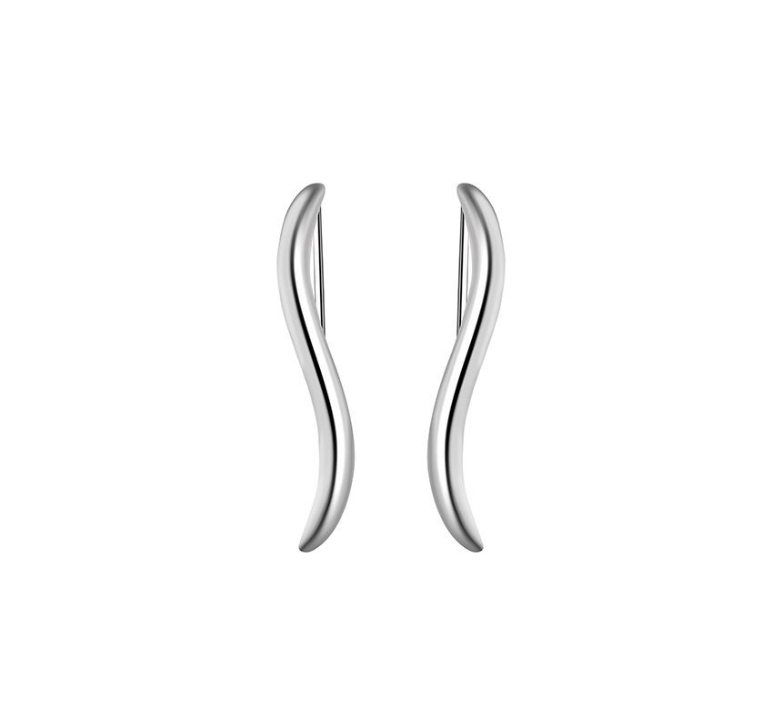 Sterling Wave Pull Earring Silver Through