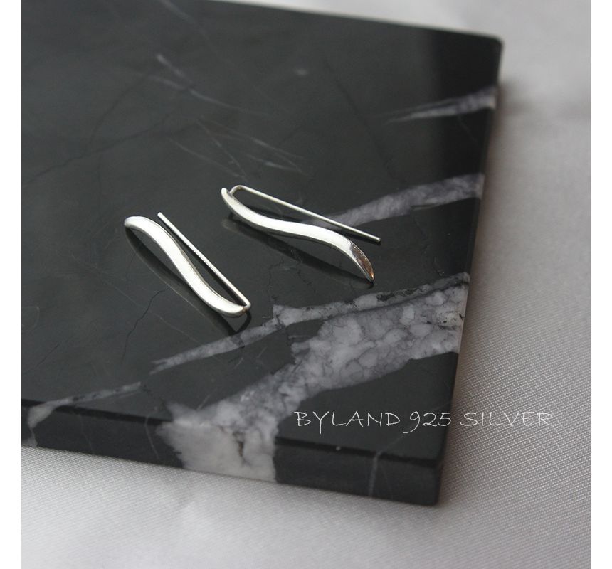 Sterling Wave Pull Earring Silver Through