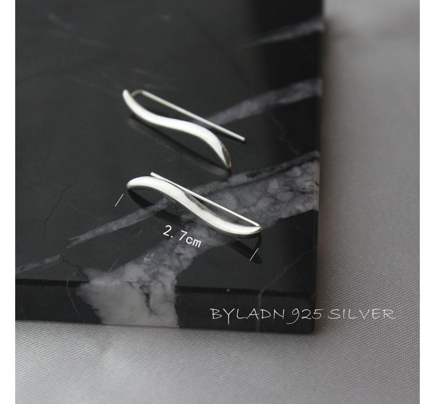 Sterling Wave Pull Earring Silver Through