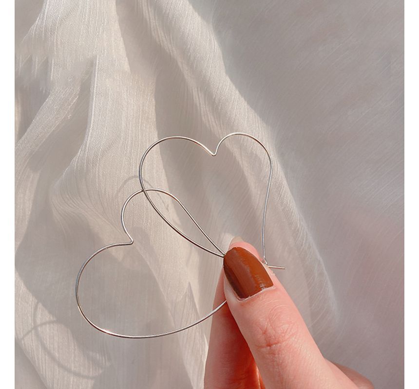 Silver Earring Heart Hoop Sterling
