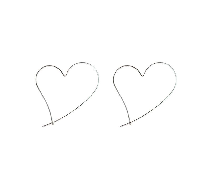 Silver Earring Heart Hoop Sterling