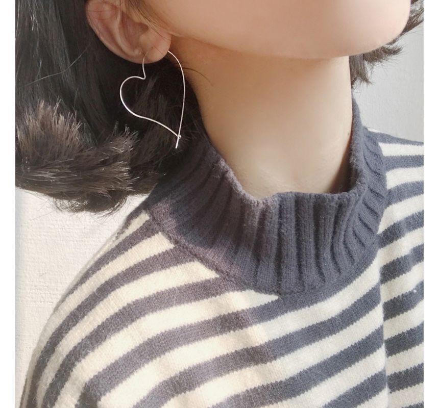Silver Earring Heart Hoop Sterling